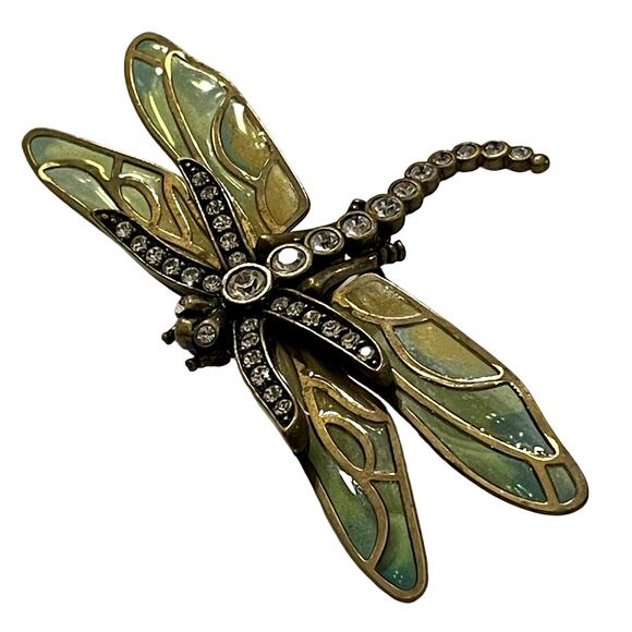 🎊HP🎊Kenneth Jay Lane Stained Glass Dragonfly Brooch - Picture 3 of 7